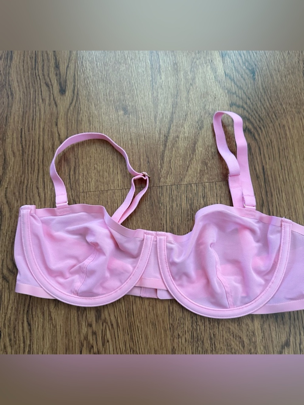 CUUP Light Pink Underwire Bra sheer the balconette Adjustable Straps size 34C